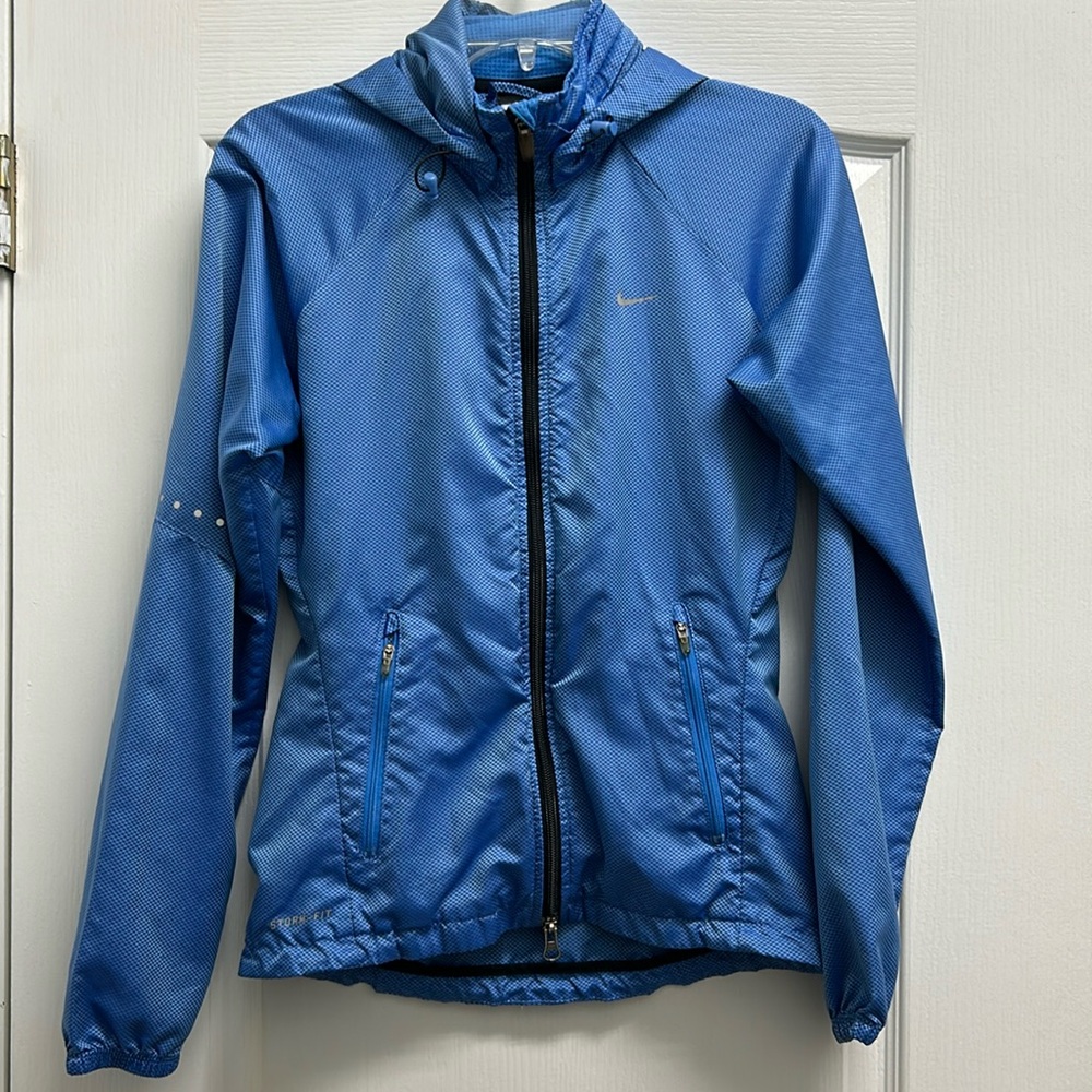 NIKE Storm Fit Blue Reflective Detachable Hoodie Zip Jacket, Size XS